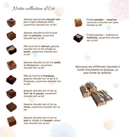 Description de nos chocolats